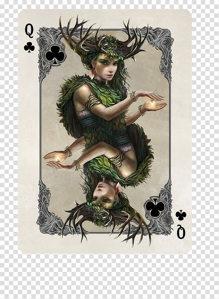 Playing Cards, Queen of Clubs card transparent background PNG clipart