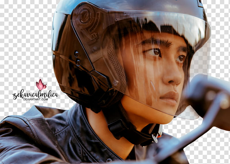 EXO D O Don t Mess Up My Tempo, close-up graphy of man wearing half-face helmet transparent background PNG clipart