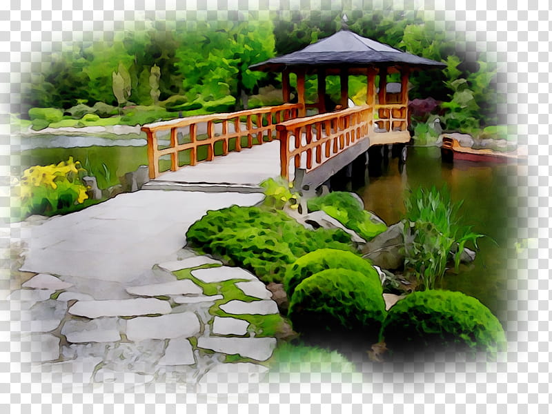 Cartoon Nature, Garden, Landscape Design, Pond, Gazebo, Japanese Garden, Landscaping, Avenue transparent background PNG clipart