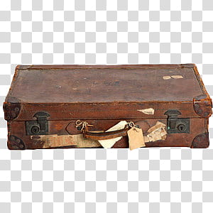 , brown leather suitcase is close transparent background PNG clipart