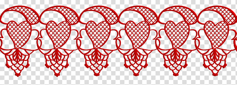 Valentine day lace, red heart border transparent background PNG clipart