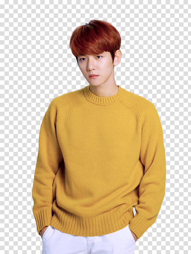 Exo Lotte Duty Free P, man wearing yellow sweater transparent background PNG clipart