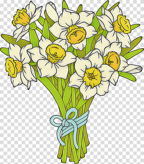 flower cut flowers bouquet plant yellow, Narcissus, Chamomile transparent background PNG clipart