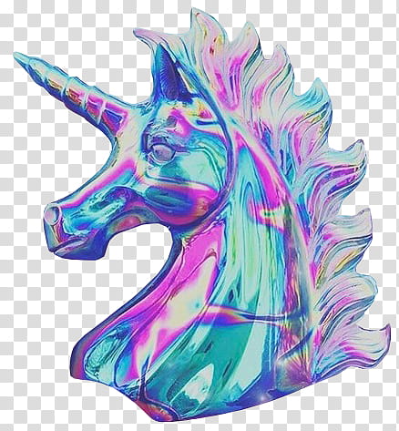 Holo ect, teal and pink unicorn head decor illustration transparent background PNG clipart