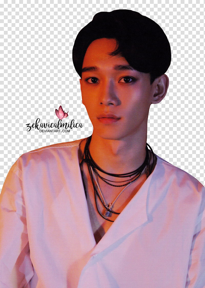 EXO Chen LOTTO, man wearing white button-up top transparent background PNG clipart