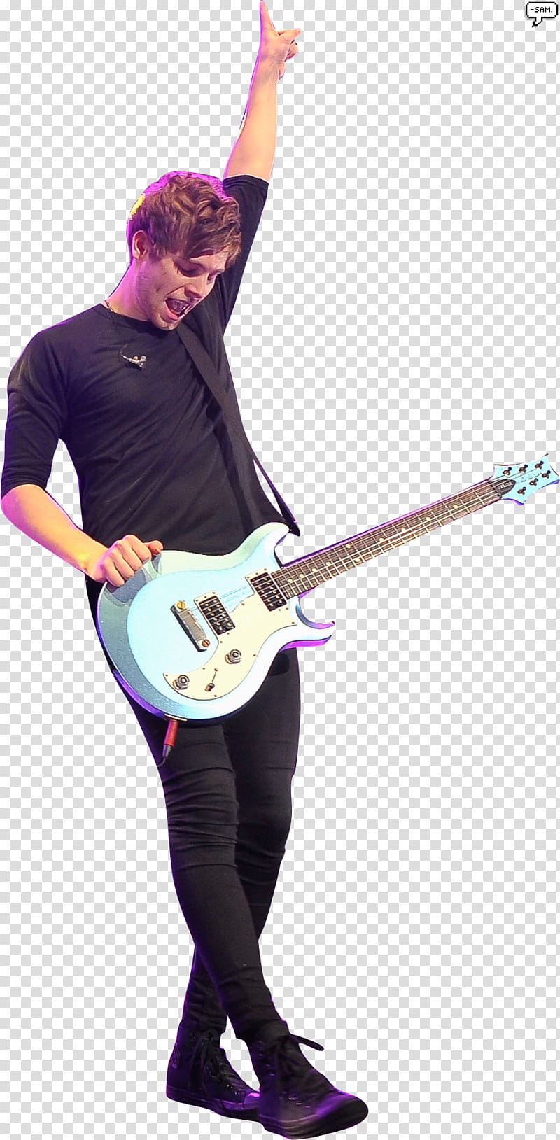 Luke Hemmings, man carrying electric guitar transparent background PNG clipart