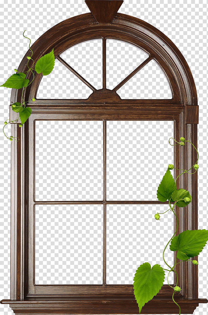 , brown wooden arch glass window transparent background PNG clipart