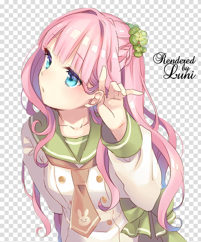 Pink Haired Female Character In White And Green Uniform Transparent Background Png Clipart Hiclipart