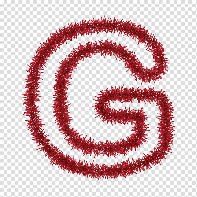TINSEL CAPITAL LETTERS s, red tinsels forming letter G decor transparent background PNG clipart