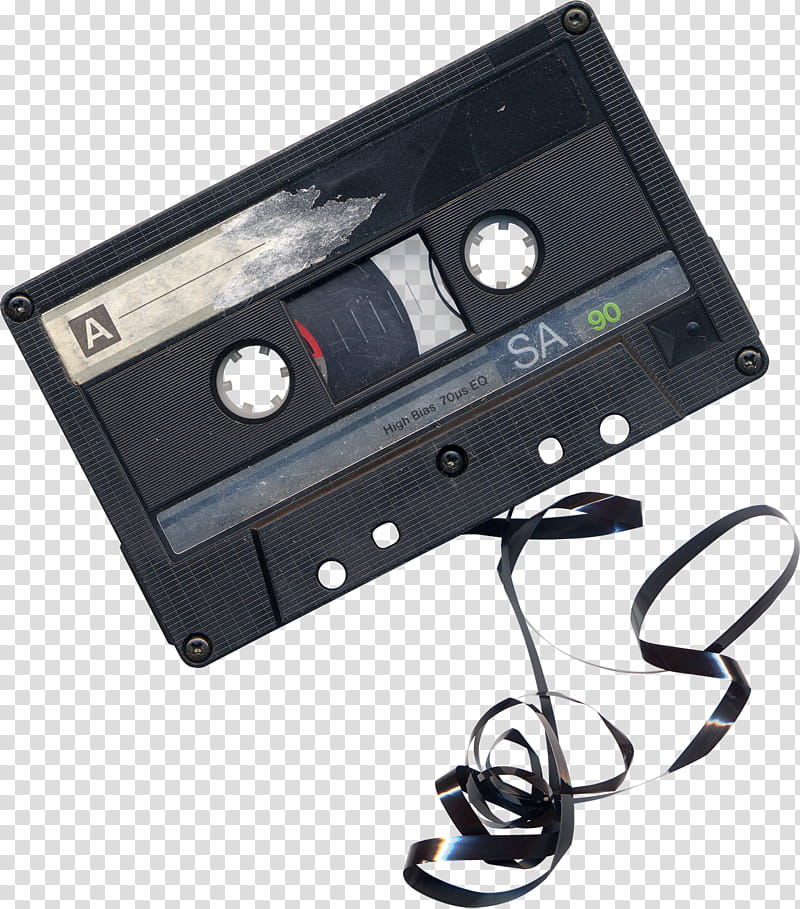 Chewed Cassette Tape, black cassette tape transparent background PNG clipart