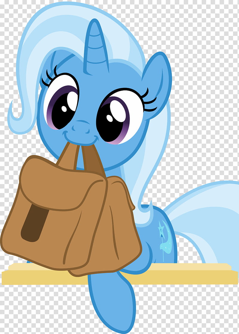 Cute Trixie with Saddle Bag, woman in blue and white dress illustration transparent background PNG clipart
