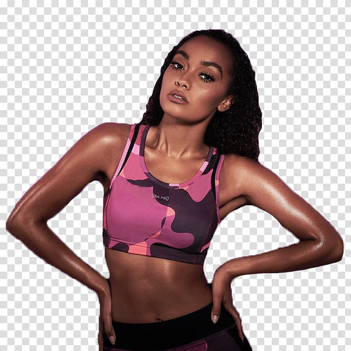 S Little Mix , woman wearing pink and brown sports bra doing akimbo  transparent background PNG clipart