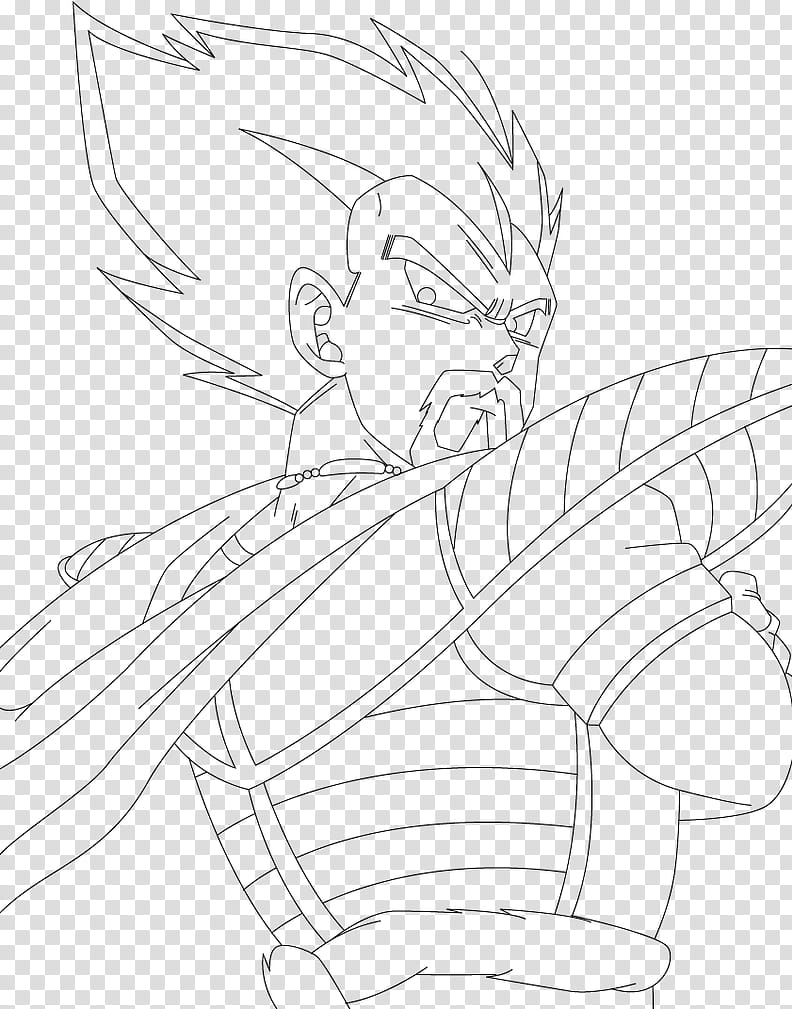 King Vegeta Lineart, sketch of Dragonball Z character transparent background PNG clipart