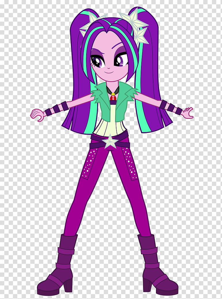 Aria Blaze Standing, purple haired female character transparent background PNG clipart