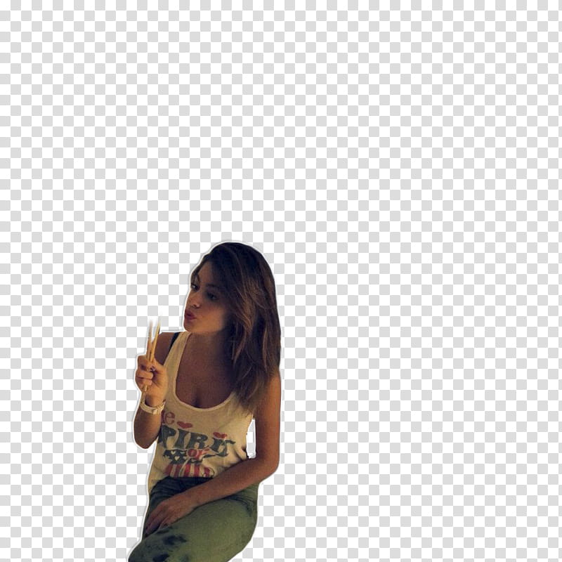 Martina Stoessel, cutout of woman wearing tanktop transparent background PNG clipart