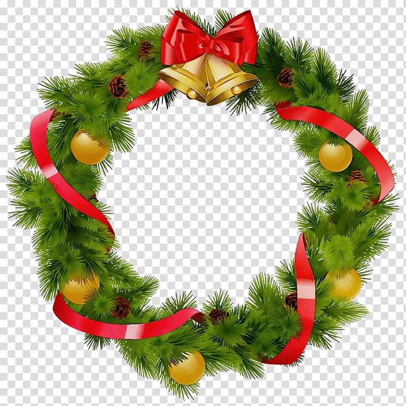 Christmas decoration, Christmas Wreath, Christmas Ornaments, Watercolor, Paint, Wet Ink, Oregon Pine, Plant transparent background PNG clipart