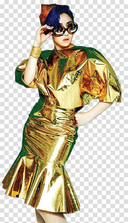 Minzy NE, woman wearing gold dress transparent background PNG clipart