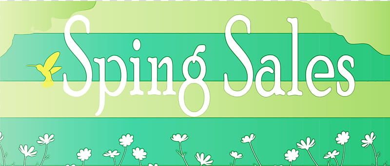 green text font line banner, Spring Sales, Spring Bargain, Watercolor, Paint, Wet Ink transparent background PNG clipart