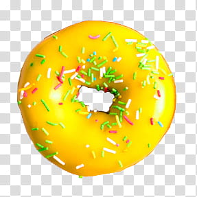 Donuts S, yellow donut with sprinkles transparent background PNG clipart