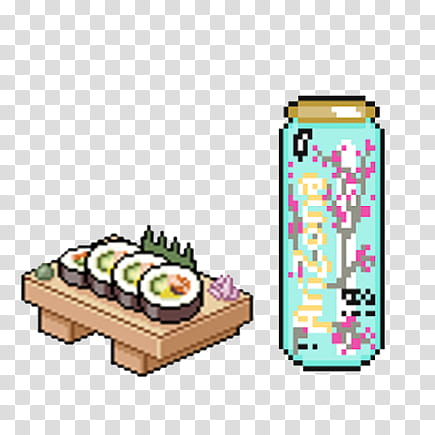 Food, sushi rolls and labeled can illustration transparent background PNG clipart