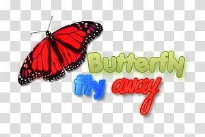 O texts, Butterfly fly away text and red butterfly illustration transparent background PNG clipart
