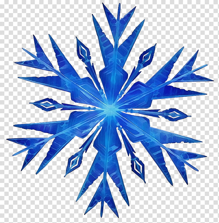 Snowflake, Watercolor, Paint, Wet Ink, Electric Blue, Symmetry, Plant transparent background PNG clipart