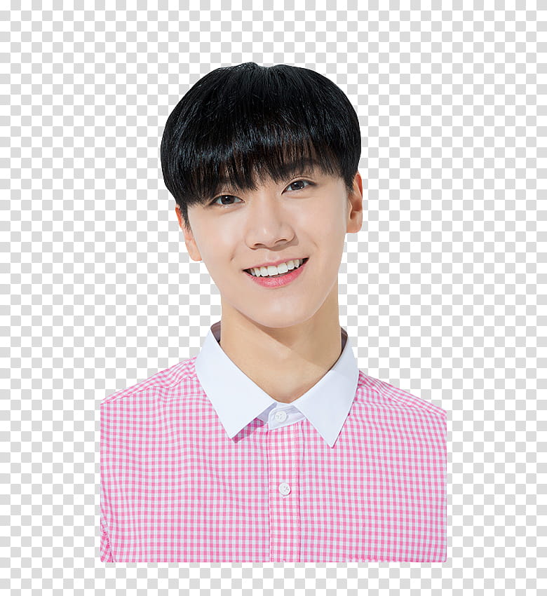 Ten NCT U, smiling man wearing white and pink collared button-up shirt transparent background PNG clipart
