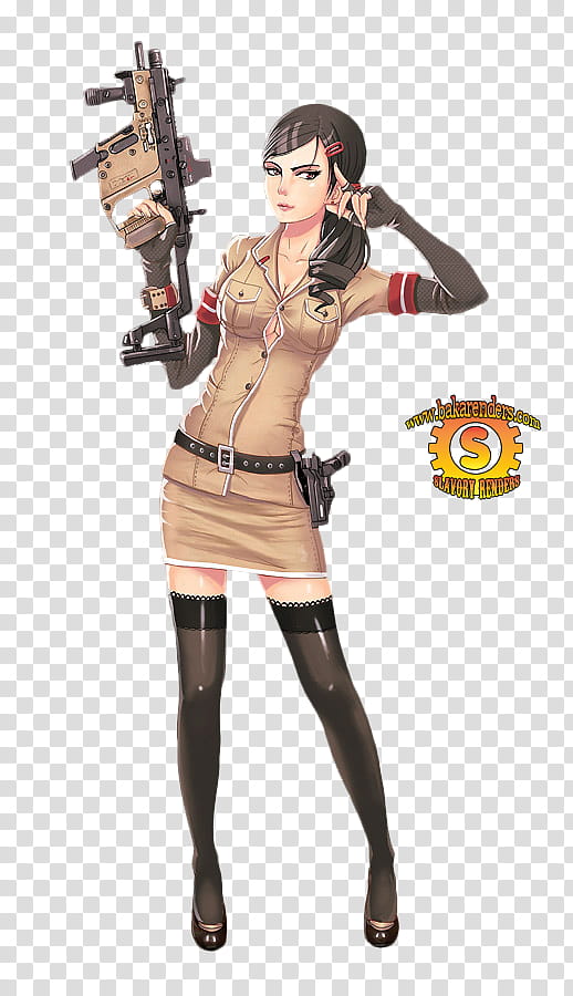 Anime Render , woman wearing brown military uniform art transparent background PNG clipart