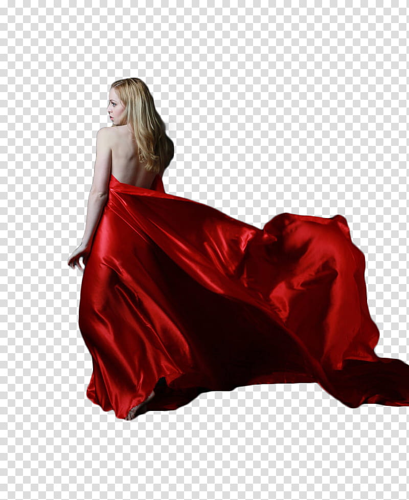 Watchers Model, woman wearing red satin dress transparent background PNG clipart
