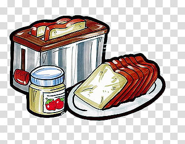 COLORFUL FOOD PICS, sliced bread and jar illustration transparent background PNG clipart
