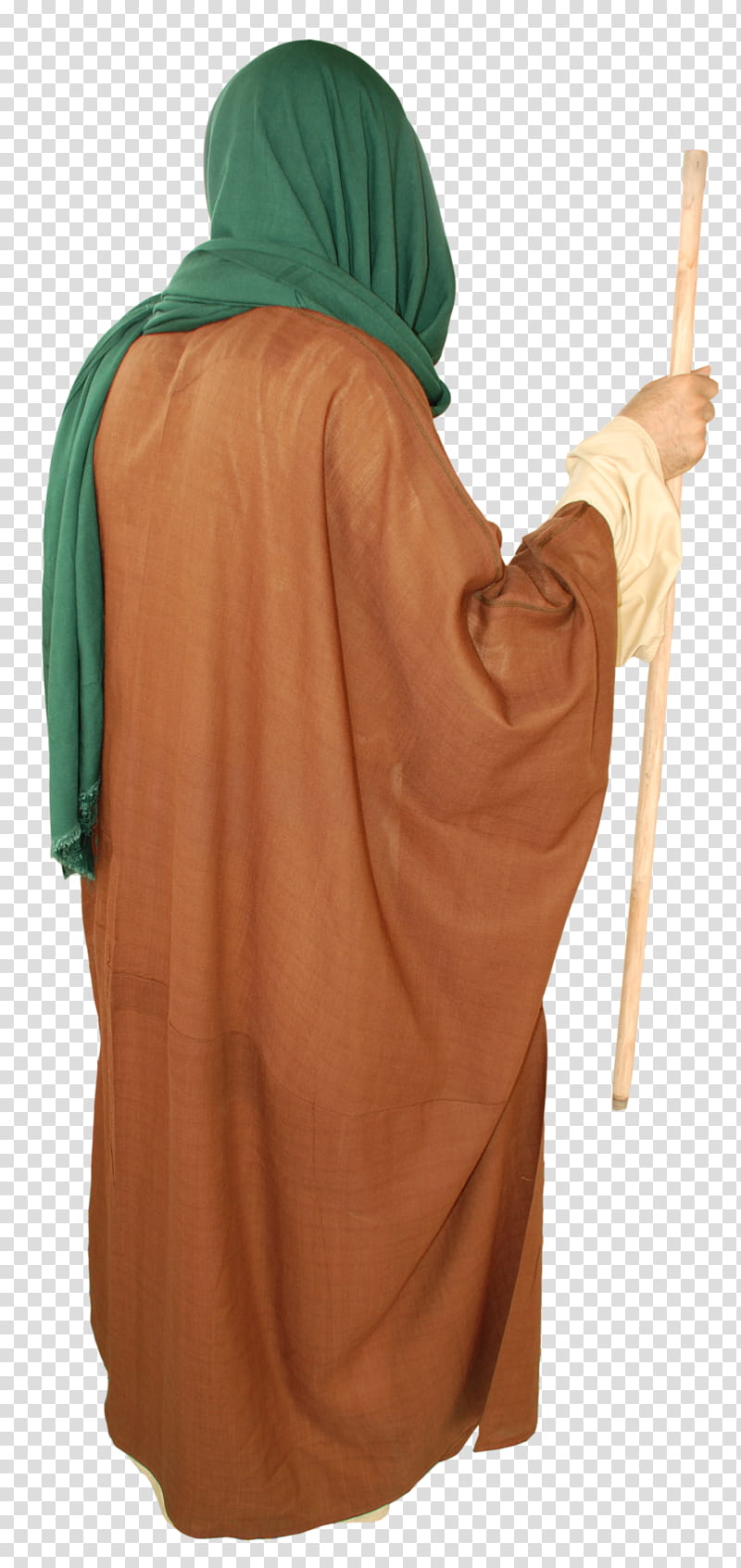 Arab old style clothes , man standing while holding rod transparent background PNG clipart