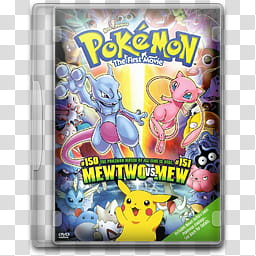 Pokemon Movie Icons, PokemonMovie, Pokemon Mewtwo vs Mew DVD case screenshot transparent background PNG clipart