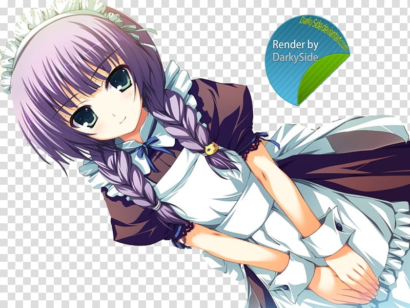 Cafe girl Anime Render, purple haired female anime character transparent background PNG clipart Cafe girl Anime Render, purple haired female anime character transparent background PNG clipart