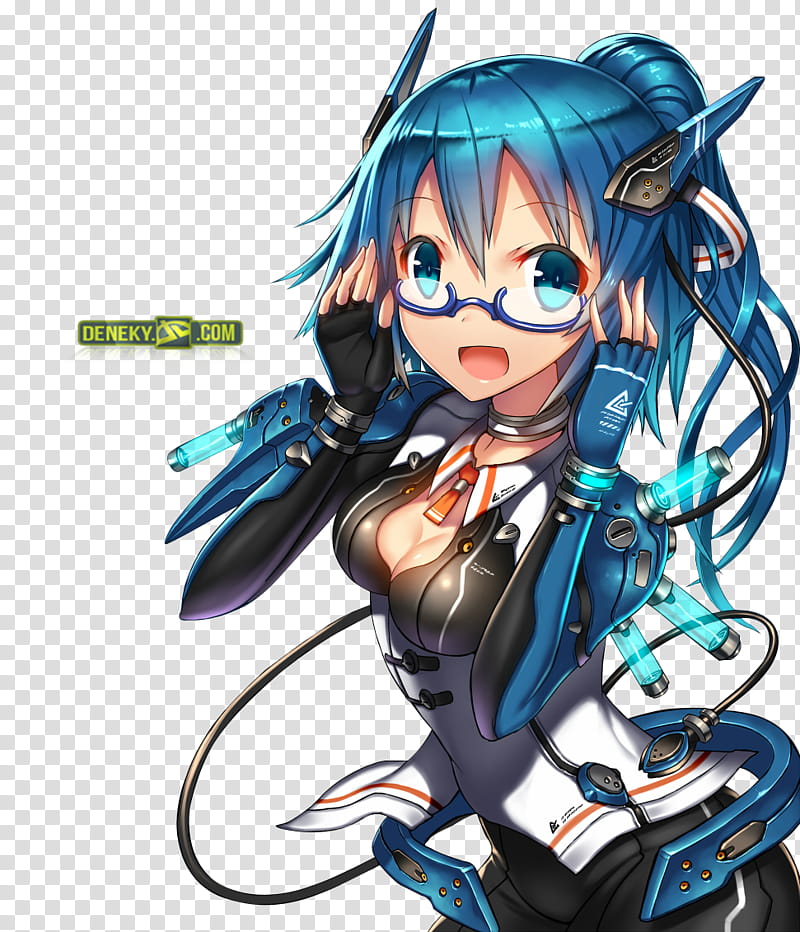 OHMD, blue-haired anime-style character illustration transparent background PNG clipart