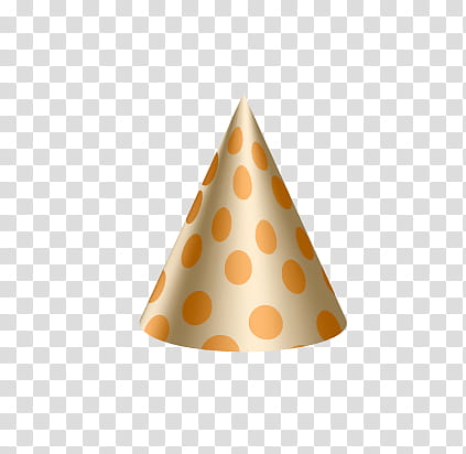 Birth Day Stuff s, beige and orange polka-dot party cone hat illustration transparent background PNG clipart