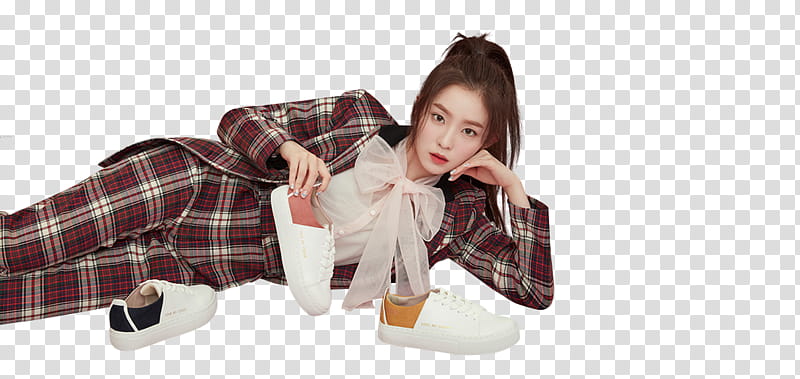Red Velvet Irene NUOVO P, Red Velvet Irene lying while holding shoe transparent background PNG clipart