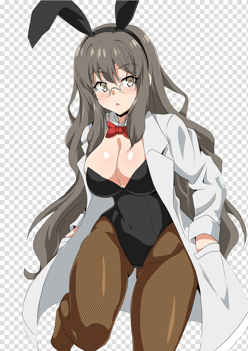 Render Rio Futaba Bunny Girl, girl anime character with gray hair transparent background PNG clipart