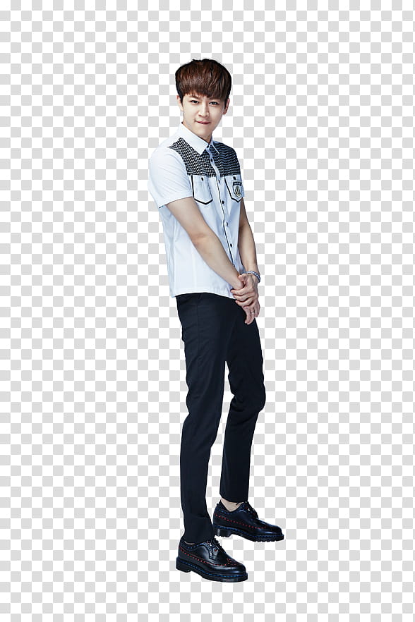 iKON Smart P, man standing while holding his both hands transparent background PNG clipart