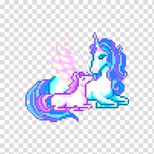 OO KAWAII PIXEL, pink and purple unicorns illustration transparent background PNG clipart