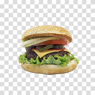 cheeseburger with tomatoes and lettuce transparent background PNG clipart