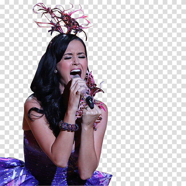  Katy Perry, woman holding black microphone while singing transparent background PNG clipart