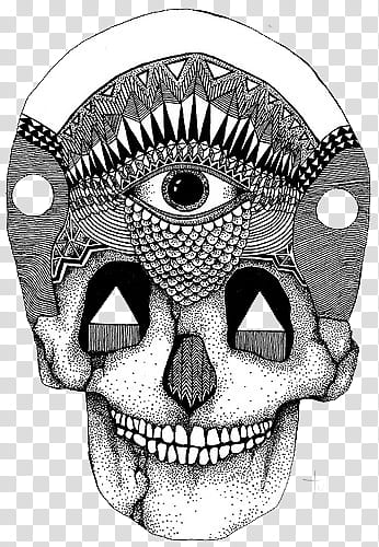 Halloween , gray, white, and black one-eyed skull transparent background PNG clipart