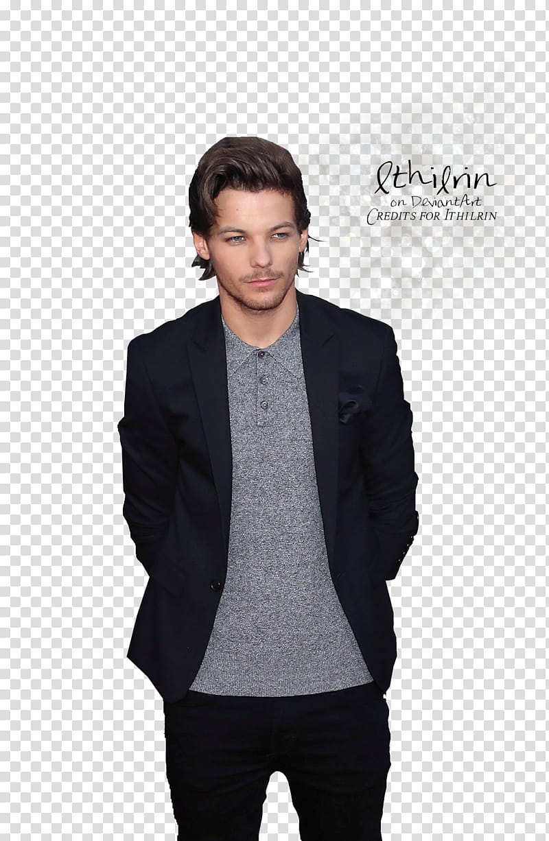 Louis Tomlinson render , man in black coat and gray polo shirt transparent background PNG clipart