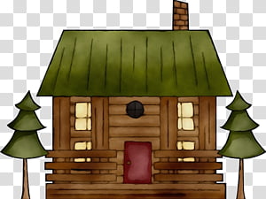 hut house cartoon roof shed, Watercolor, Paint, Wet Ink, Cottage, Home, Log Cabin, Building transparent background PNG clipart thumbnail