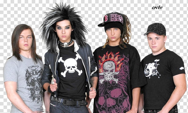 Tokio Hotel, four male character on focus graphy transparent background PNG clipart