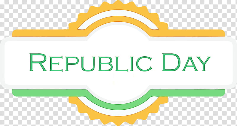 green text yellow line logo, Happy India Republic Day, Watercolor, Paint, Wet Ink transparent background PNG clipart