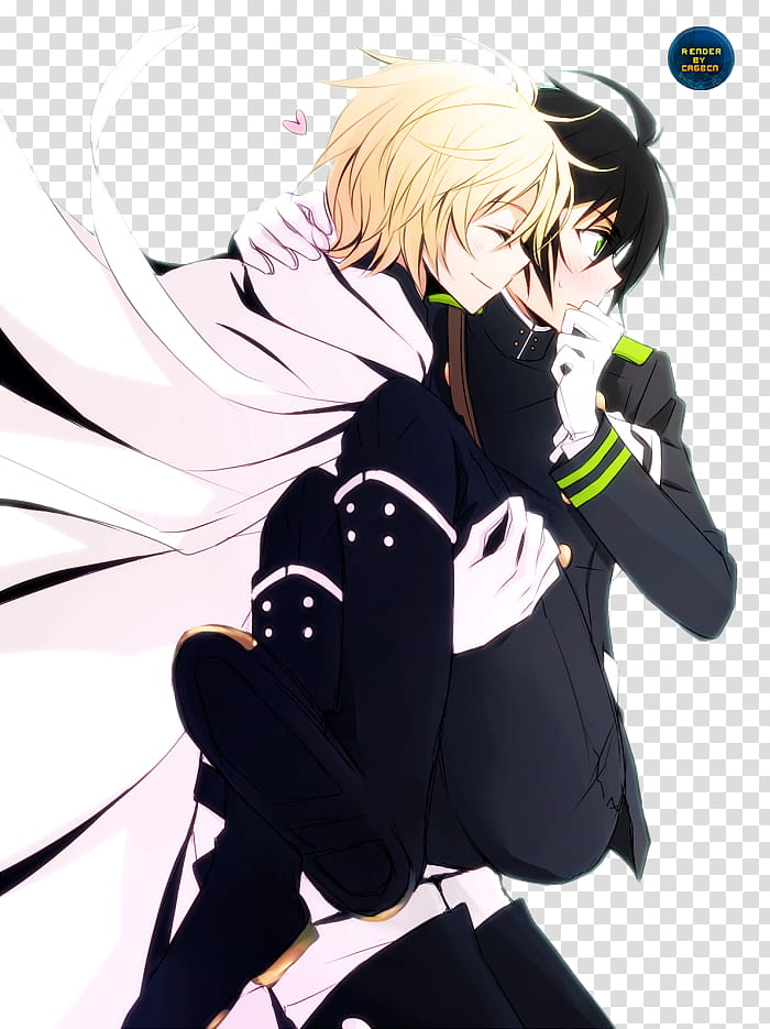 Yuuichirou y Mikaela Owari no Seraph Render, male and female anime character transparent background PNG clipart