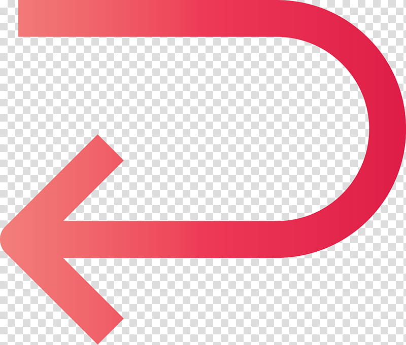 Gradient Red U-shaped Left Arrow, Pink, Line, Material Property, Logo, Symbol transparent background PNG clipart