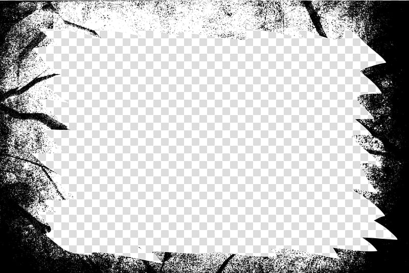 Grunge frame, black and white painting transparent background PNG clipart