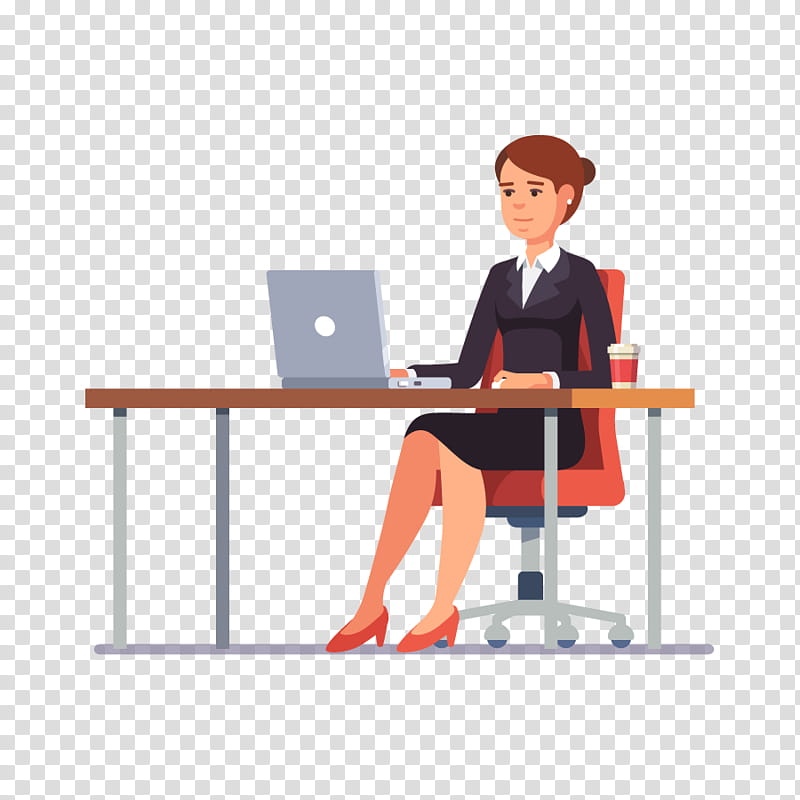 Business Woman, Businessperson, Office, Desk, Office Desk Chairs, Sitting, Furniture, Job transparent background PNG clipart